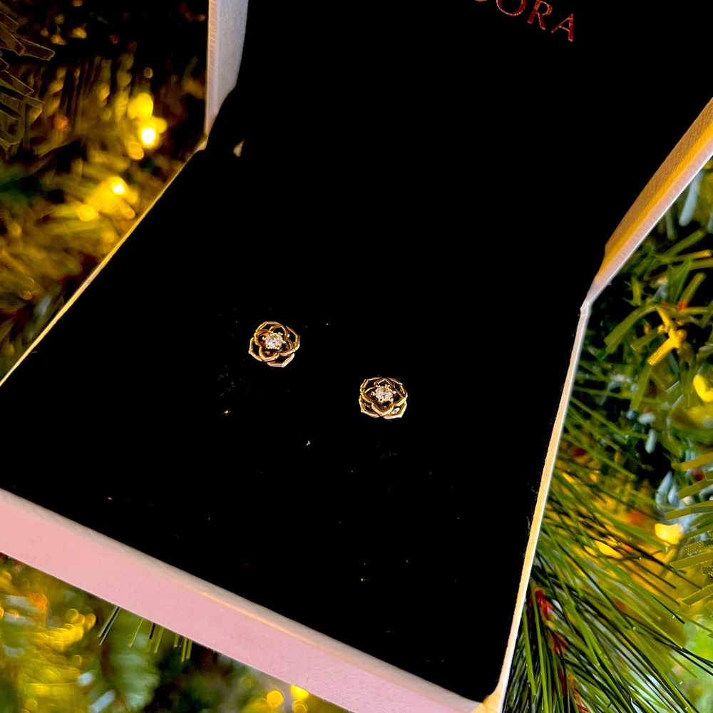 Flower petal authentic Pandora earrings